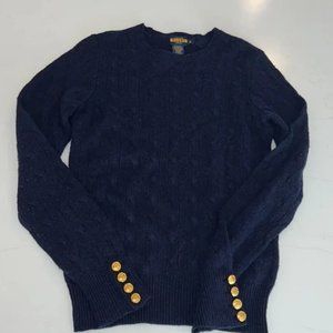 COPY - Ralph Lauren Rugby Navy Wool & Cashmere Blend Cableknit Sweater